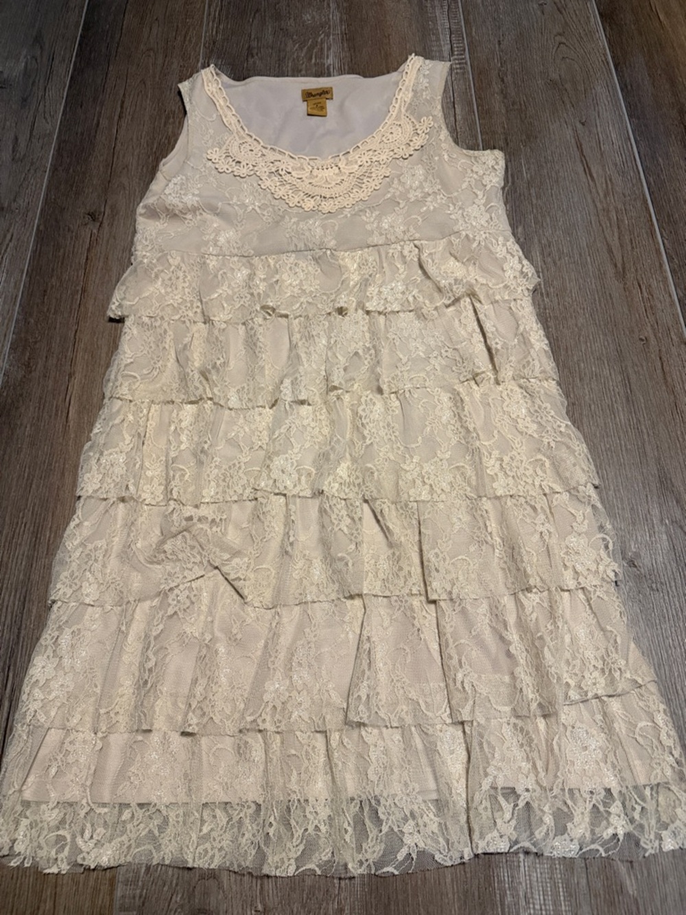Wrangler Cream Lace Tiered Dress
